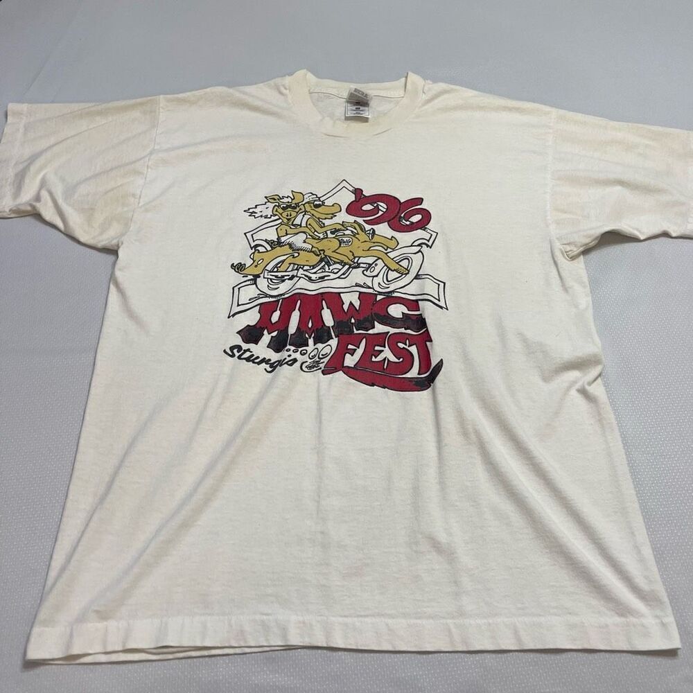 Men’s Vintage 90s Sturgis Hawg Fest Big Logo Single Stitch Graphic T Shirt Sz XL